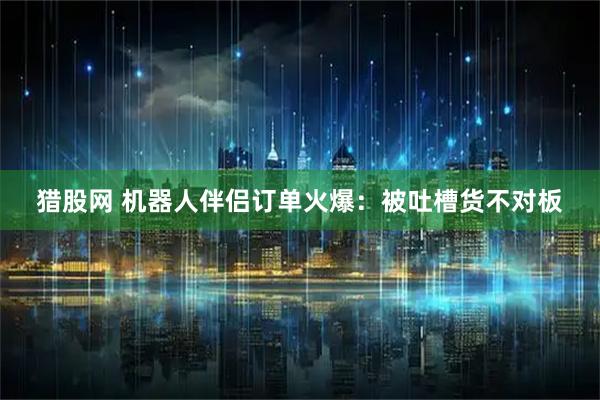猎股网 机器人伴侣订单火爆：被吐槽货不对板