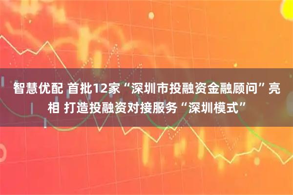 智慧优配 首批12家“深圳市投融资金融顾问”亮相 打造投融资对接服务“深圳模式”